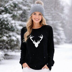 $10 or any 2 items $15:  ANAN NWOT Black & White Long Sleeve Elk Tee